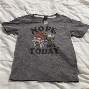 Gray Short Sleeve Tee with Graphic Design